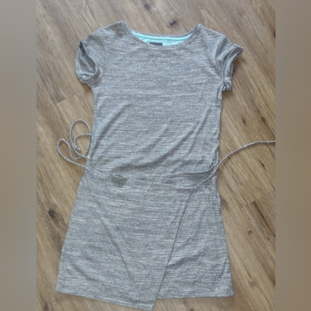 ANTHROPOLOGIE Maeve Riley Heathered Gray Shirt Wrap Mini Dress Women's Small
